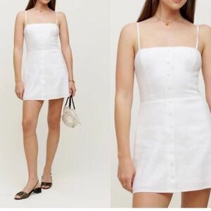 Reformation Huckleberry Linen Dress in White Size 10 NWT $ 178